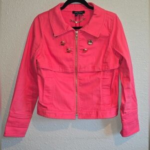 Etcetera Coral Cropped Jacket Size 4 Structured Zip Front Designer Blazer Jacket
